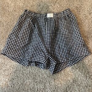SHEIN Black and White High Waist Gingham boxer Shorts